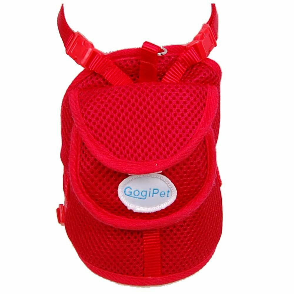 Arnés con mochila para perros en color rojo de GogiPet, talla M
