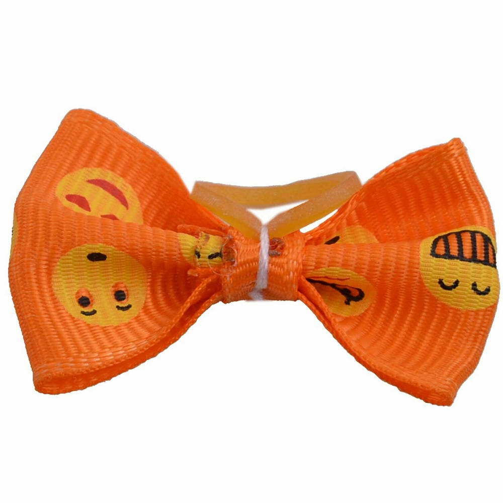 Lazo para el pelo naranja con emojis de diseño encantador con goma elástica de GogiPet