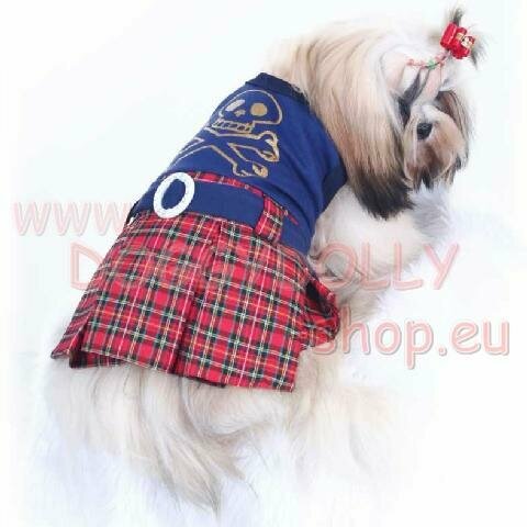 Vestido escocés de DoggyDolly rojo - azul