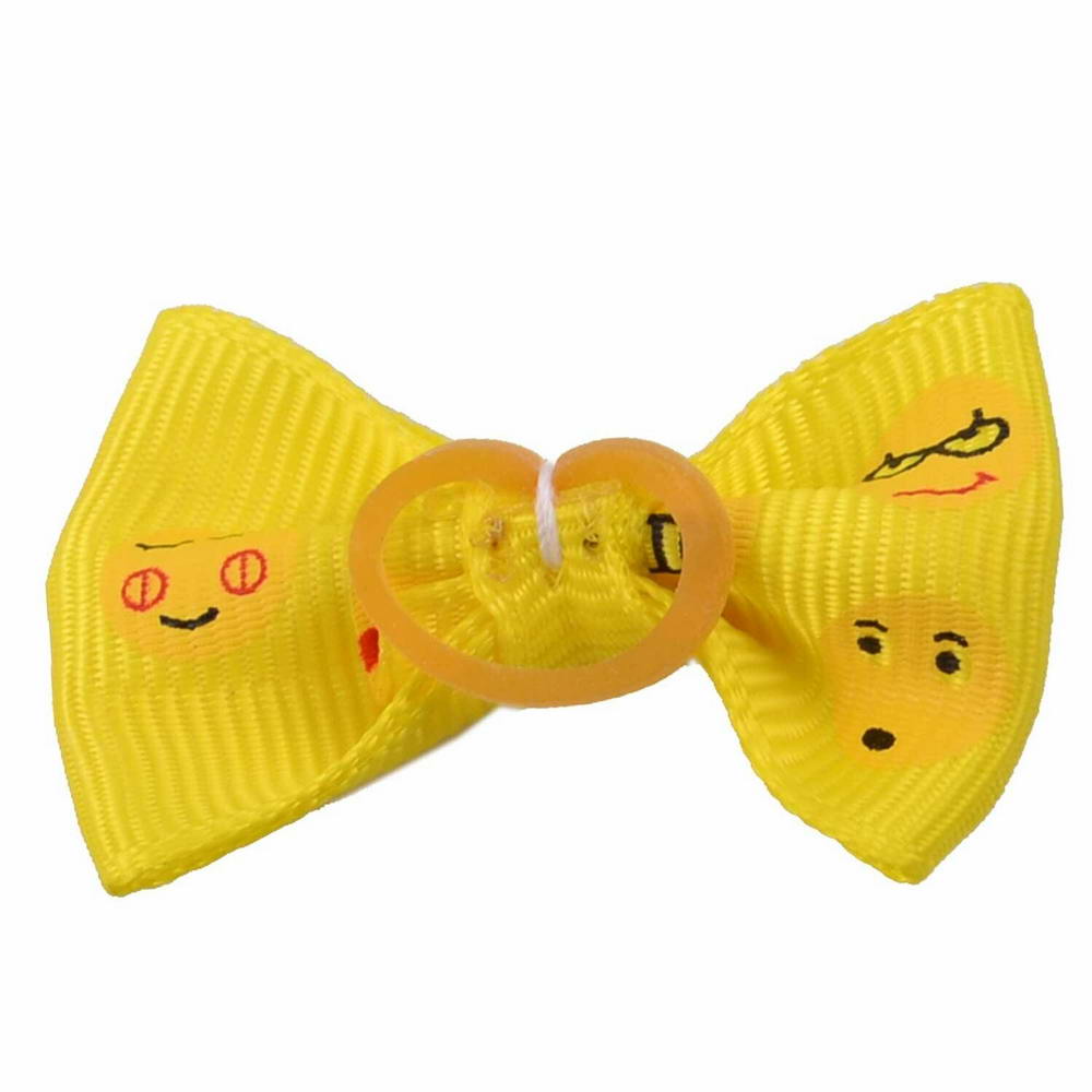 Lazo para el pelo amarillo con emojis de diseño encantador con goma elástica de GogiPet