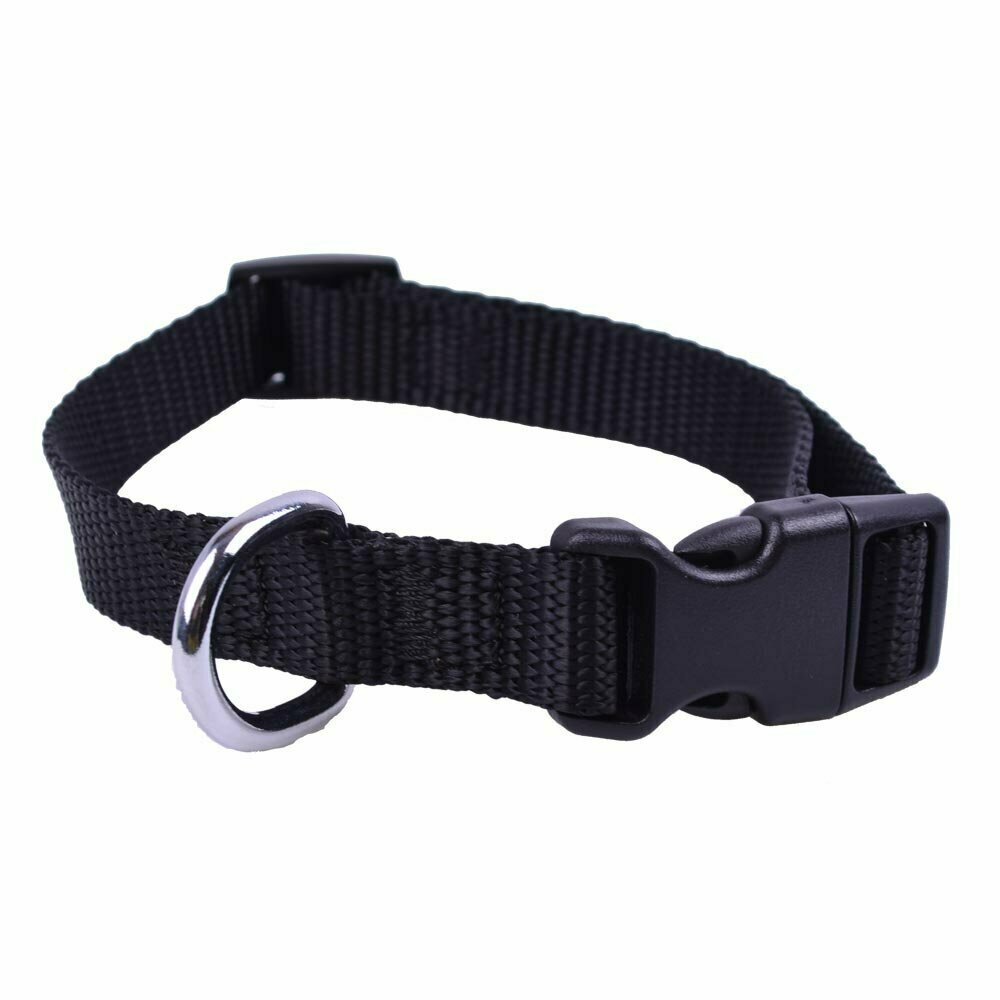 Collar para perros de nylon ajustable de GogiPet®, negro y hecho a mano