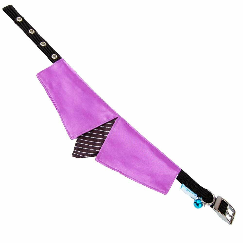 Hundehalsband mit Krawatte violett schwarz - GogiPet ® Kragenhalsband M