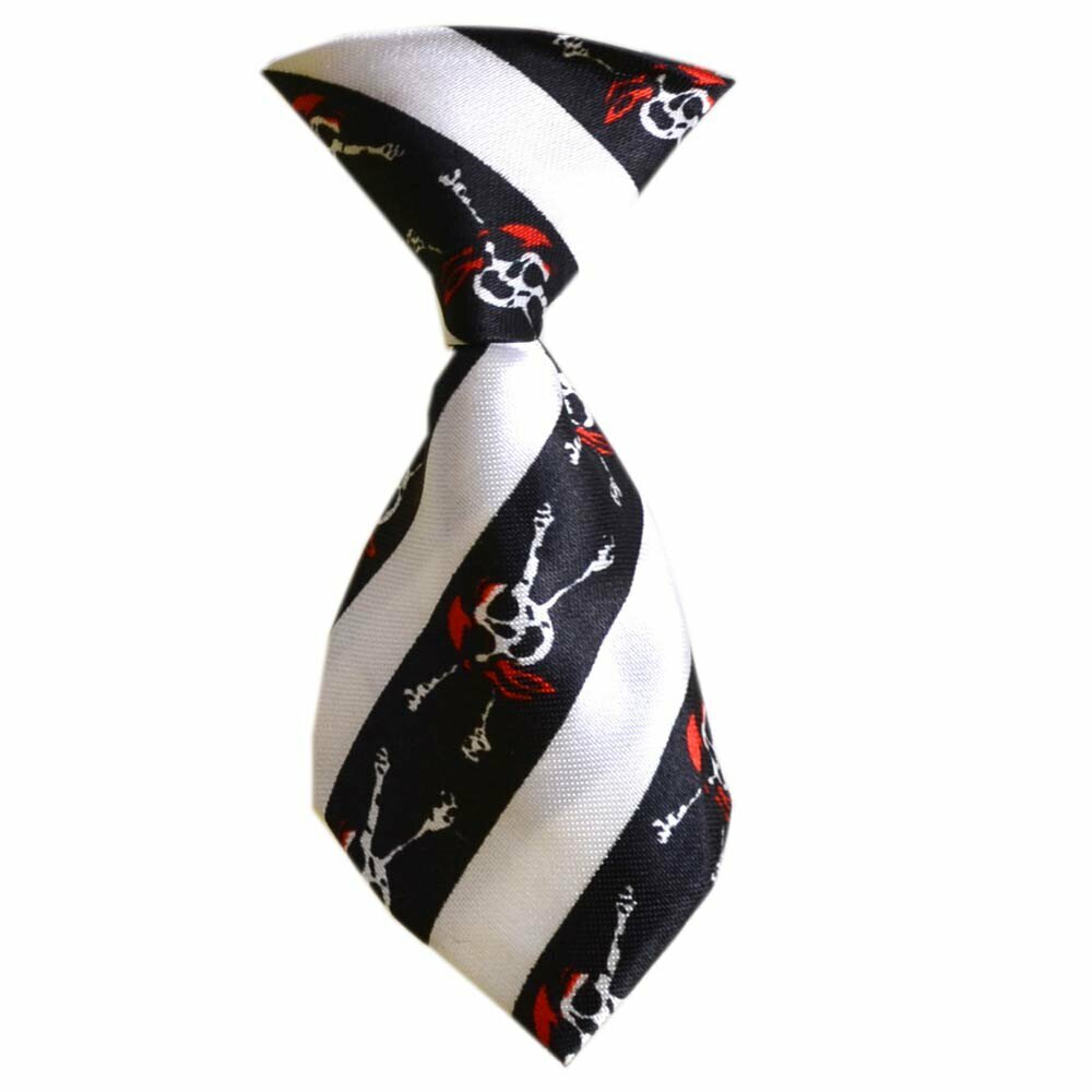 Corbata para perros con rayas negras, blancas y piratas modelo "Jack"