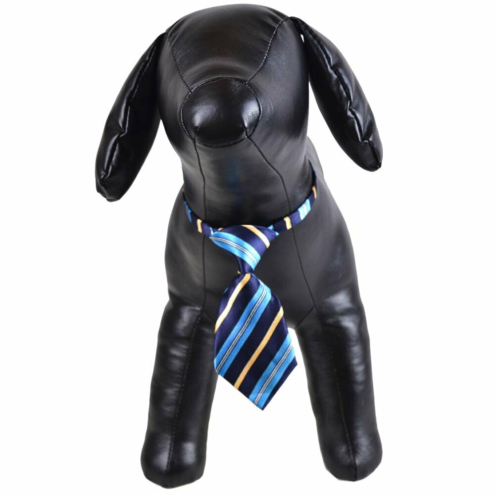Corbata con rayas en tonos azules para perros y gatos, grandes y pequeños.
