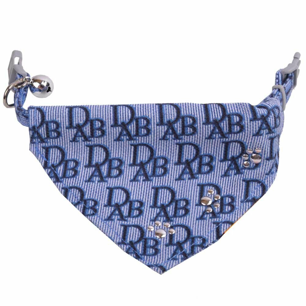 Pañuelo triangular para perros azul con patitas - collar para perros medianos.