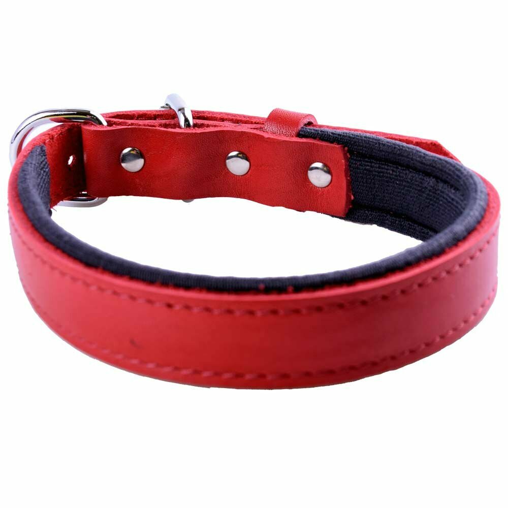 GogiPet® confort collar de perro de cuero rojo con 45 cm