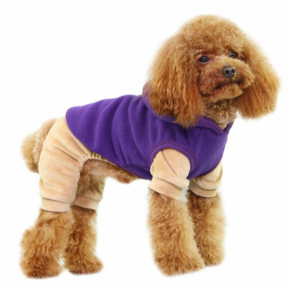 Chaleco con capucha de forro polar para perros GogiPet, lila se puede combinar con todo tipo de ropa para perros