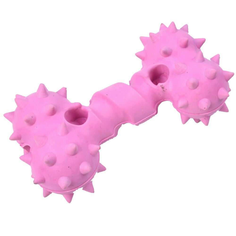 Hueso de goma rosa de 12 cm. - Juguete dental para perros