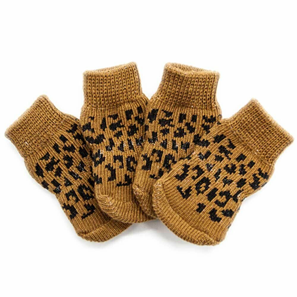 Calcetines antideslizantes para perros GogiPet, guepardo marrón