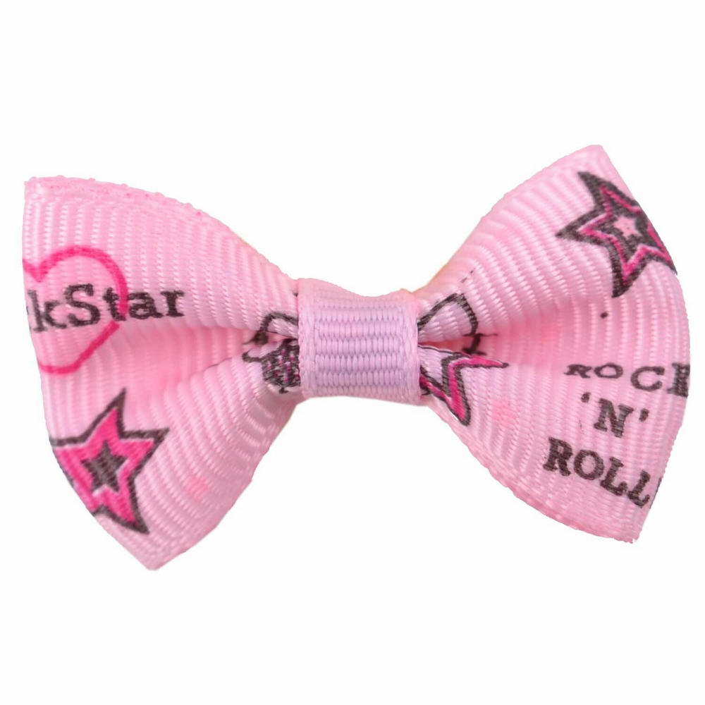 Lazo para el pelo de perros con goma elástica de GogiPet, en color rosa pálido con Hello Kitty RockStar