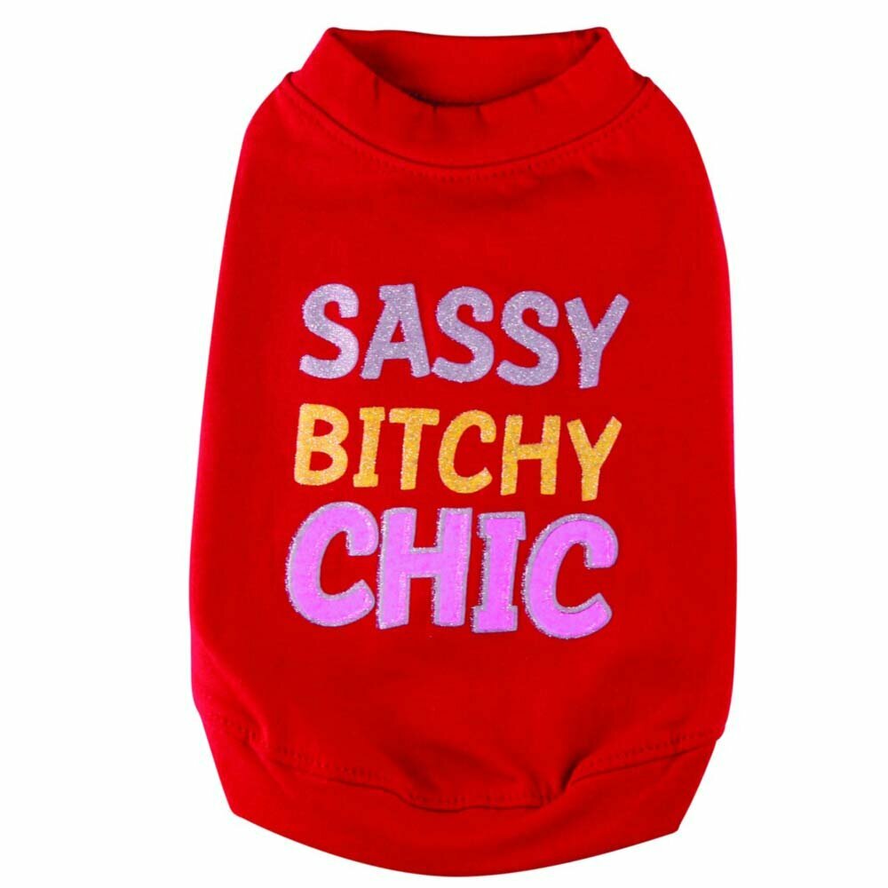 Camiseta para perros Sassy Bitchy Chic de DoggyDolly, roja