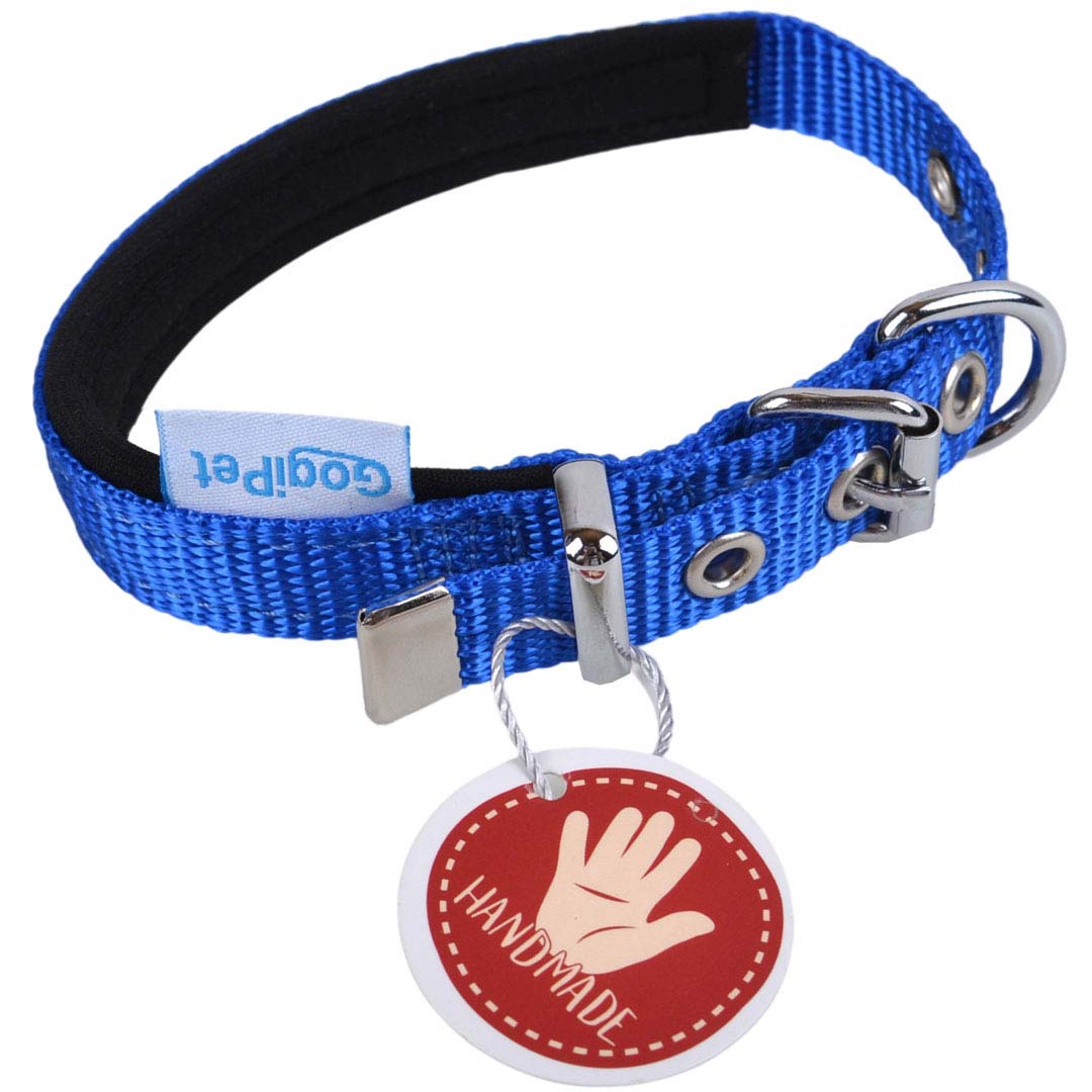 Collar para perros acolchado textil Confort de GogiPet®, azul