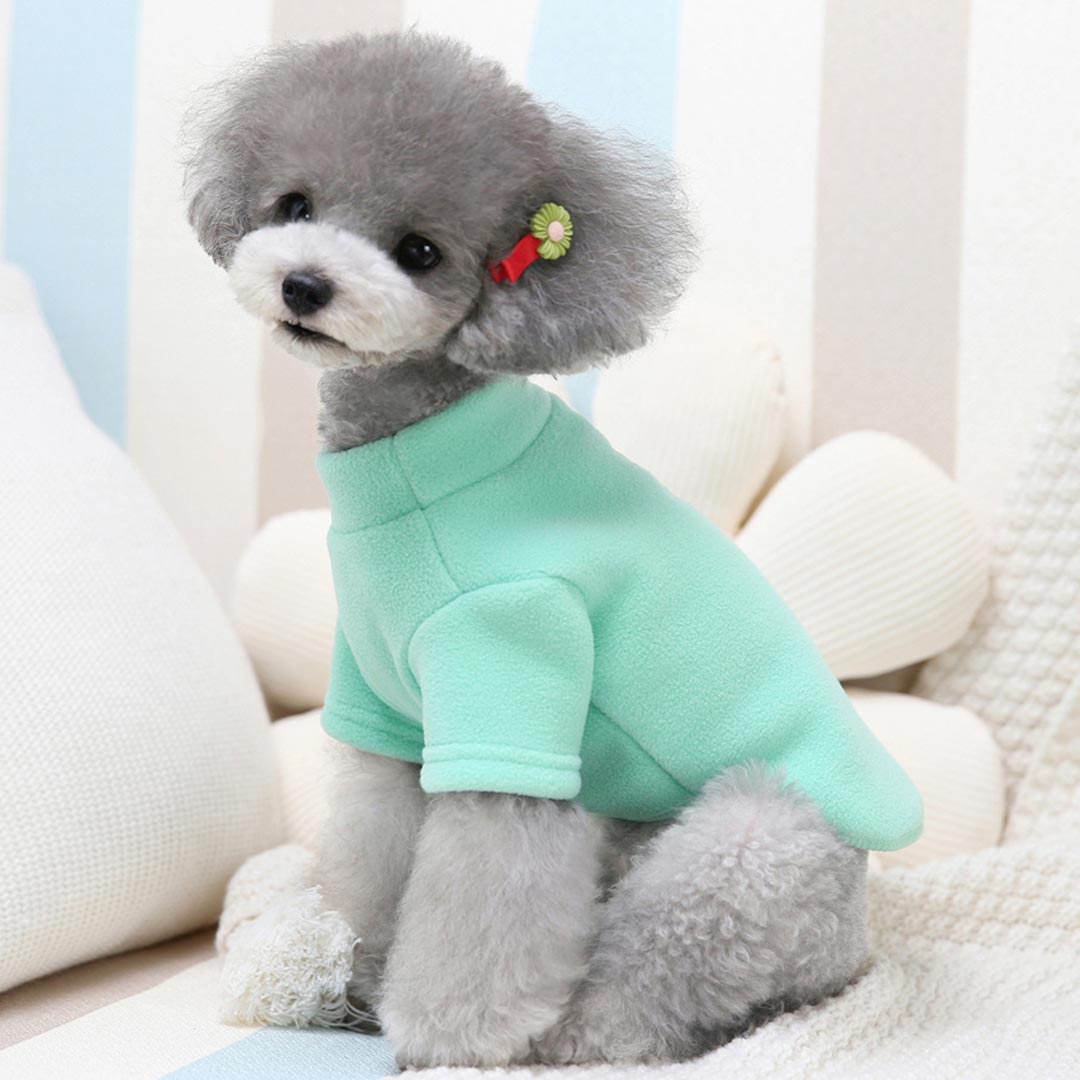 Suéter para perros de suave forro polar verde
