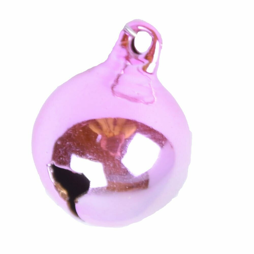 Cascabel pequeño para mascotas de metal rosa metalizado, 14 mm