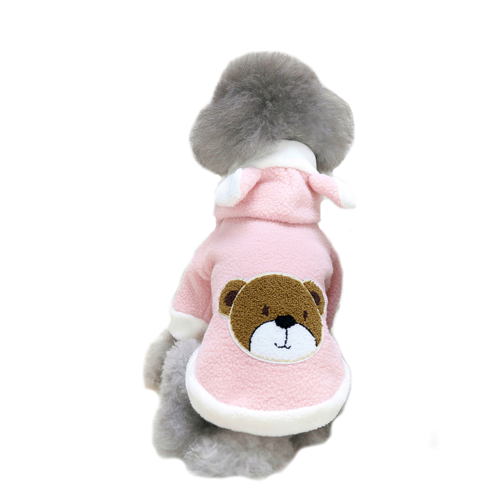 Chaqueta para perros de Forro Polar Sherpa con osito y capucha con orejas, rosa