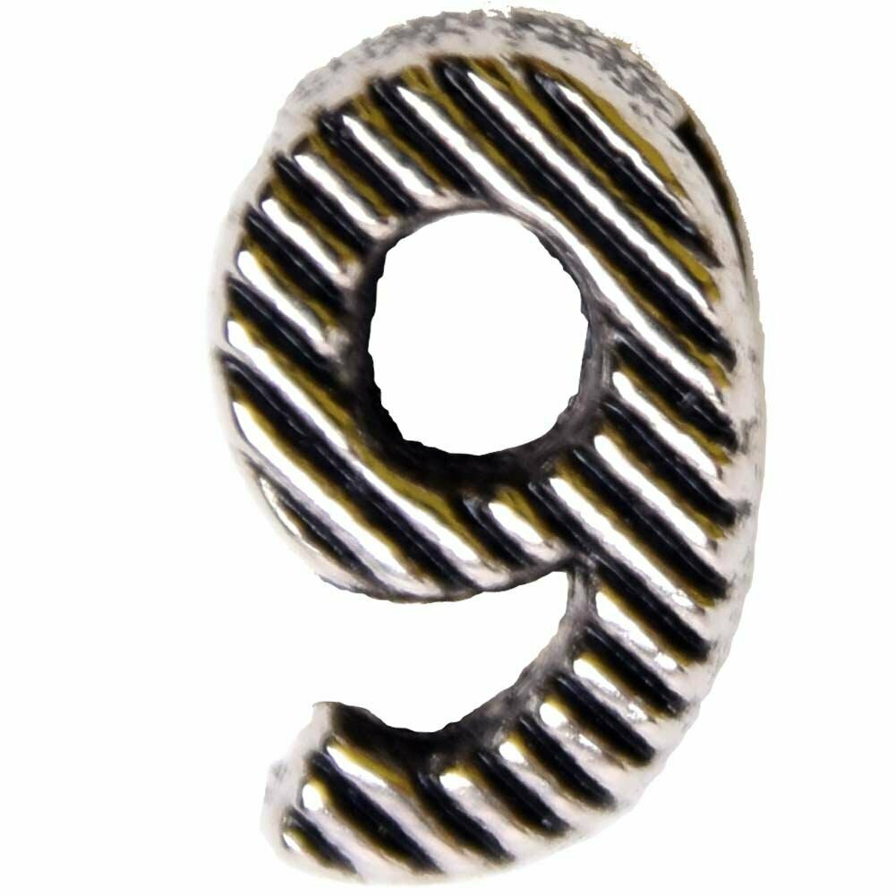 Número 9 de metal de 10 mm., para crear collares personalizados