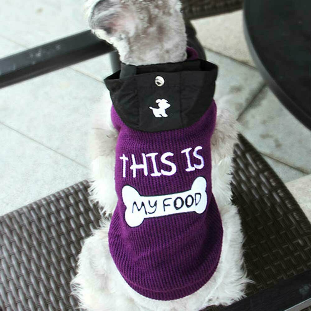 Suéter de punto sin mangas para perros con capucha, lila
