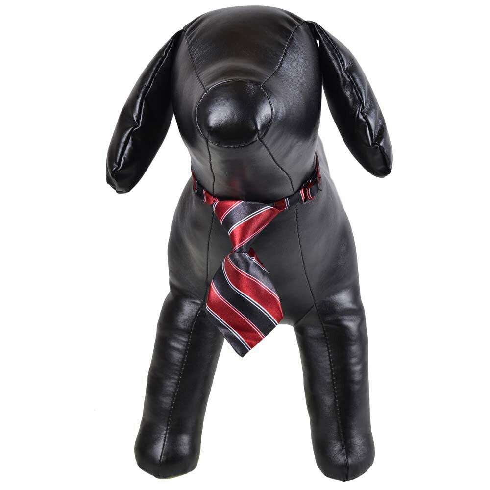 Corbata para perros y gatos, grandes y pequeños con rayas negras y rojas. Modelo Jayden