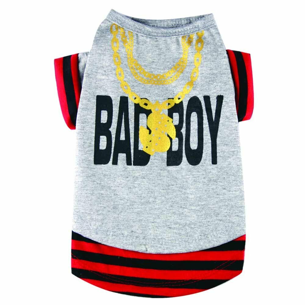 Camiseta para perros "Bad Boy" de DoggyDolly, gris