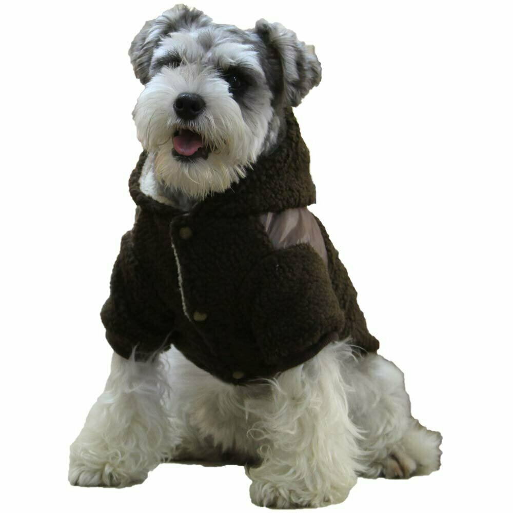 Chaqueta cálida para perros con capucha GogiPet, marrón