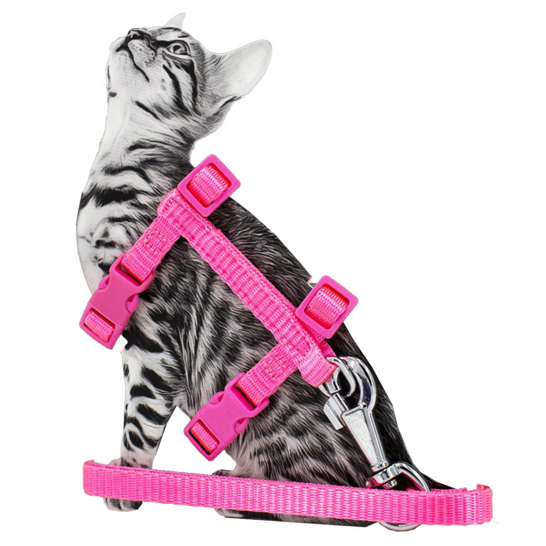Arnés para gatos de nylon rosa con correa de GogiPet®