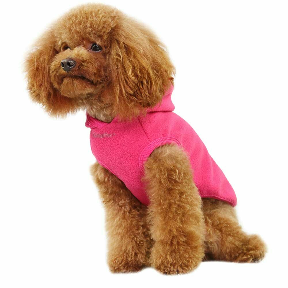 Chaleco con capucha de forro polar para perros GogiPet, rosa
