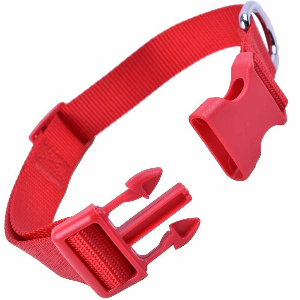 Collar para perros de nylon ajustable Super Premium de GogiPet®, rojo con cierre rápido