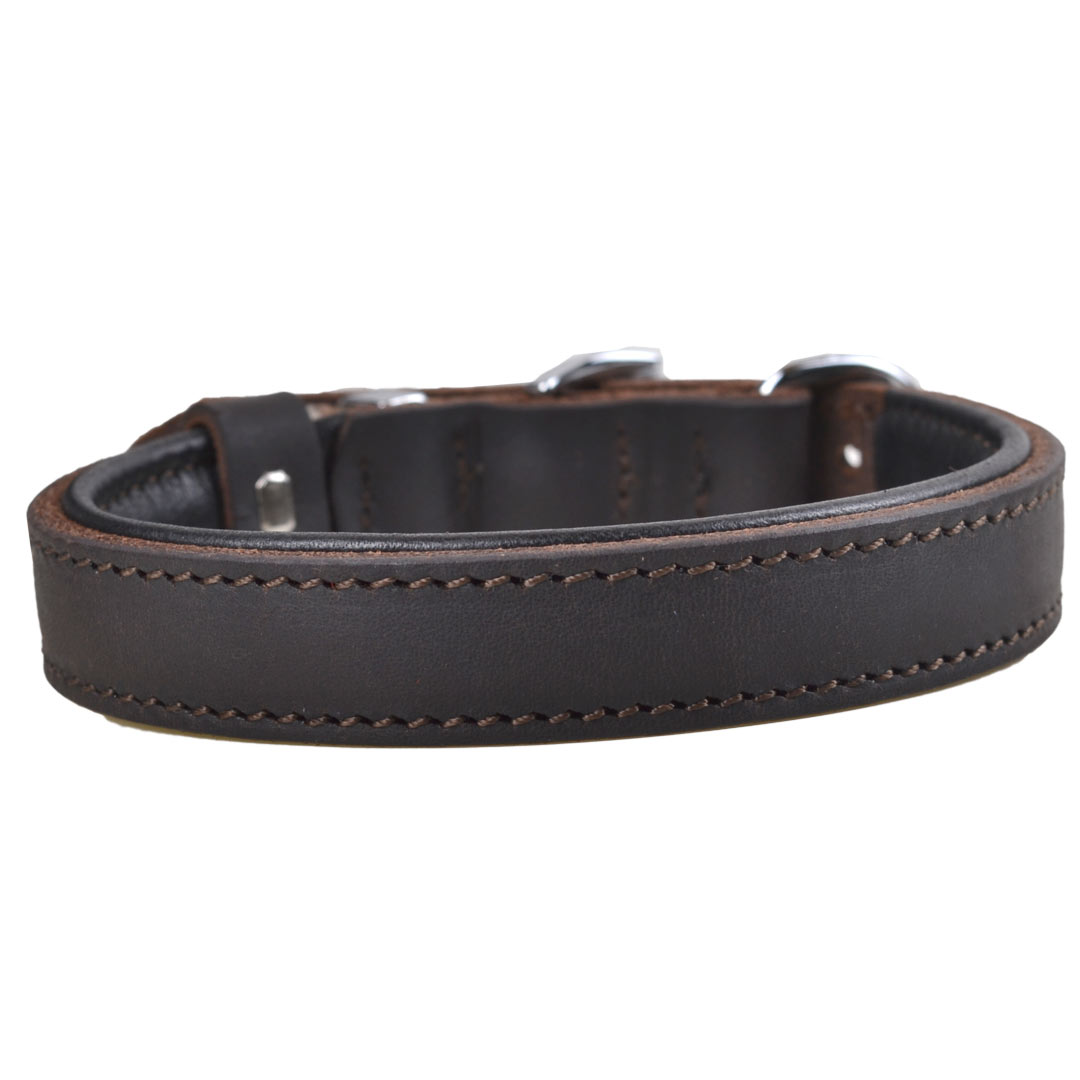 Collar para perros Vintage de cuero marrón de GogiPet® con acolchado suave