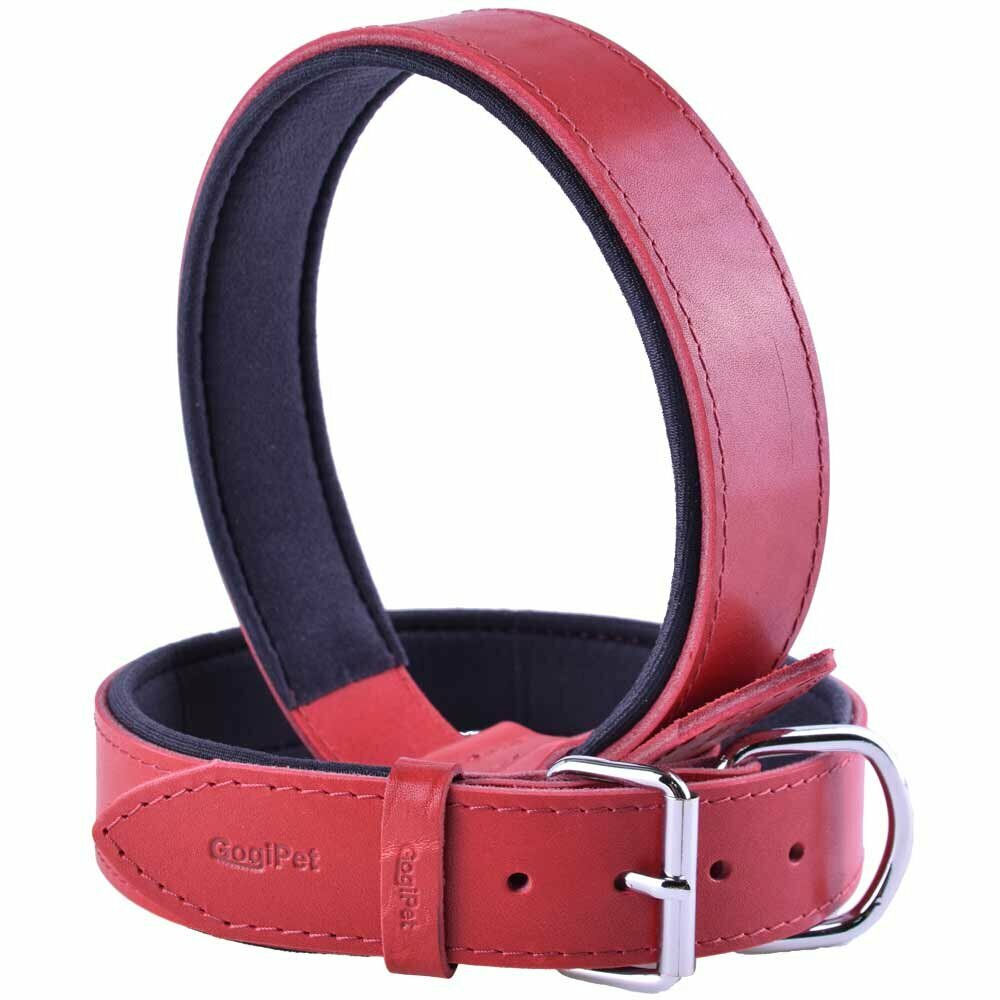 GogiPet® Comfort Collar de perro de cuero rojo