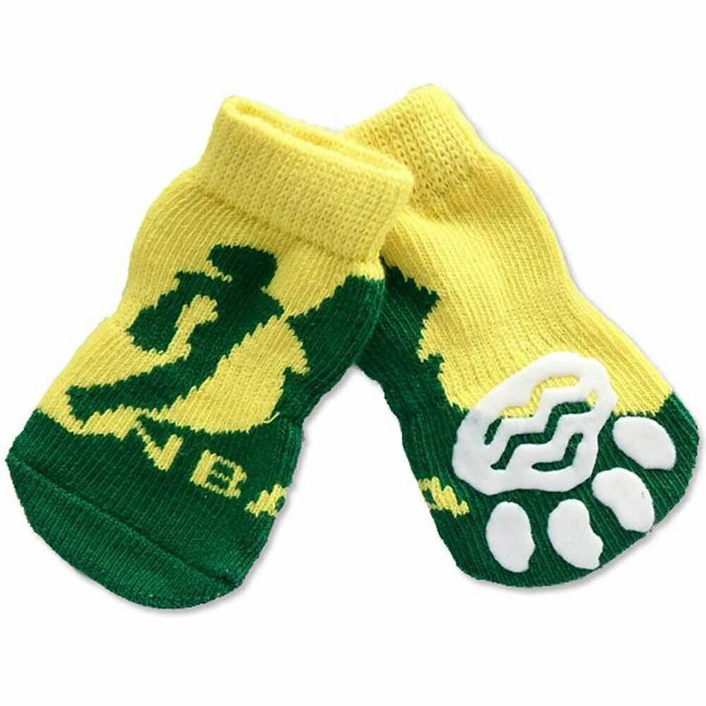 Calcetines antideslizantes para perros GogiPet, NBA amarillo-verde
