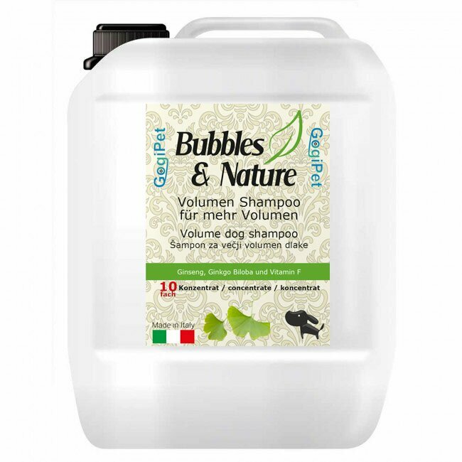 Champú para perros efecto volumen Bubbles & Nature para peluqueros y criadores caninos.