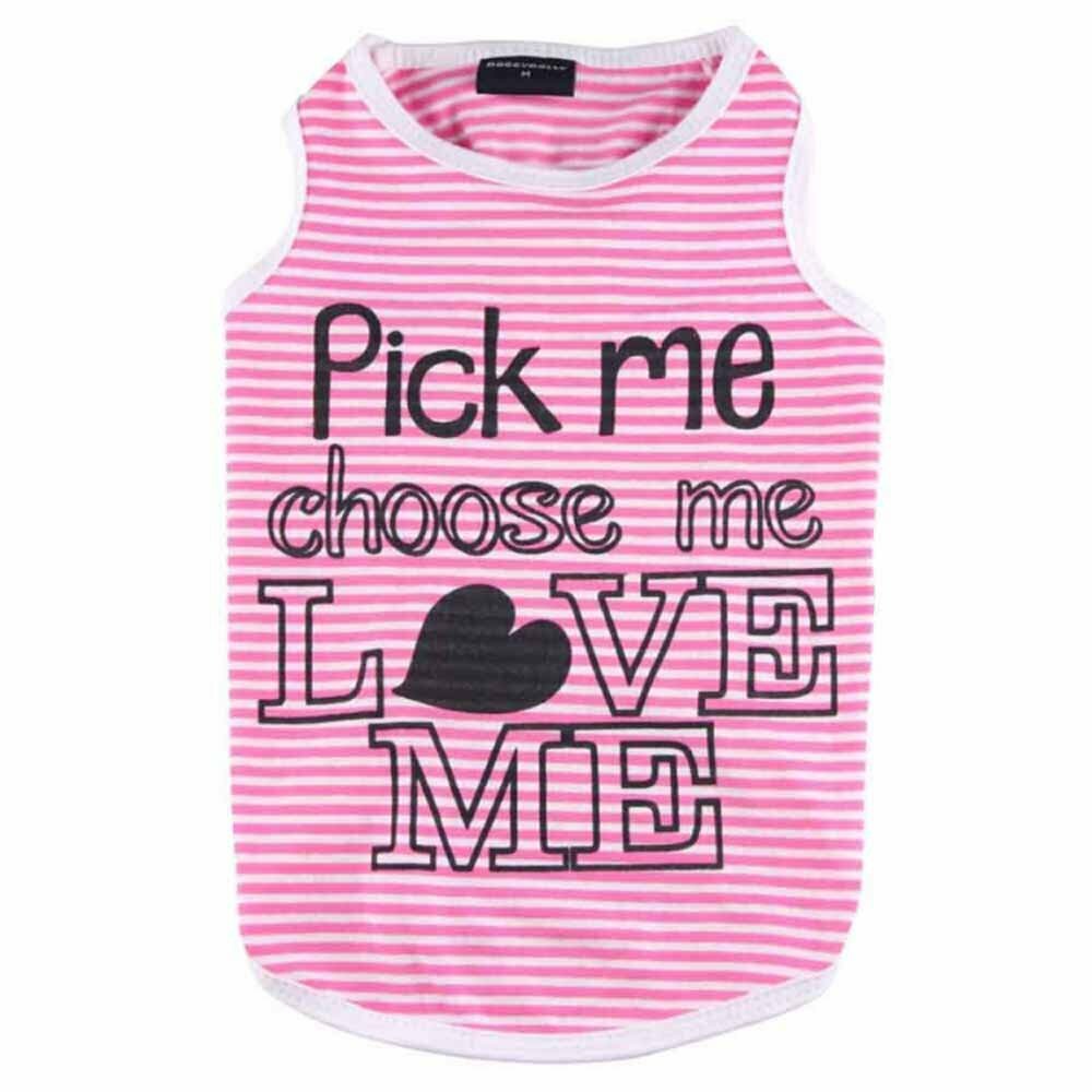 Camiseta para perros sin mangas "Pick Me" de DoggyDolly, rosa