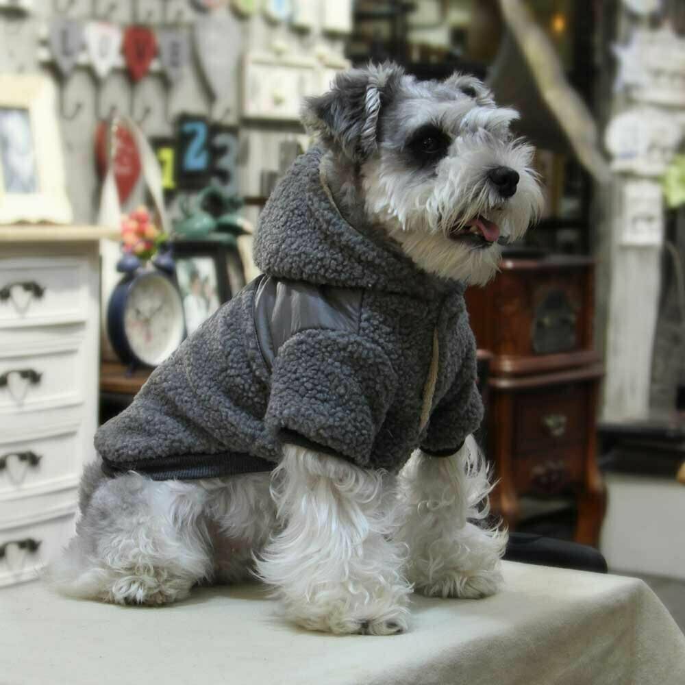 Chaqueta cálida para perros con capucha GogiPet, gris oscuro
