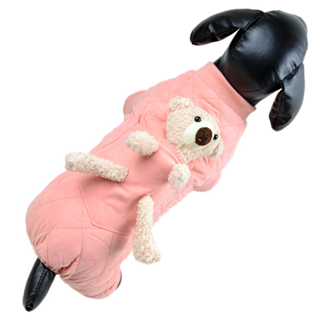 Abrigo rosa para perros - Cálida prenda para perros con osito de peluche