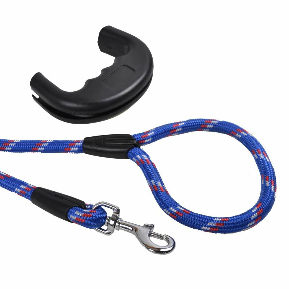 Correa para perros muy cómoda de cuerda de escalada, azul con asa desmontable
