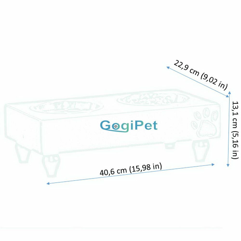 Dimensiones de este comedero doble GogiPet® para perros y gatos