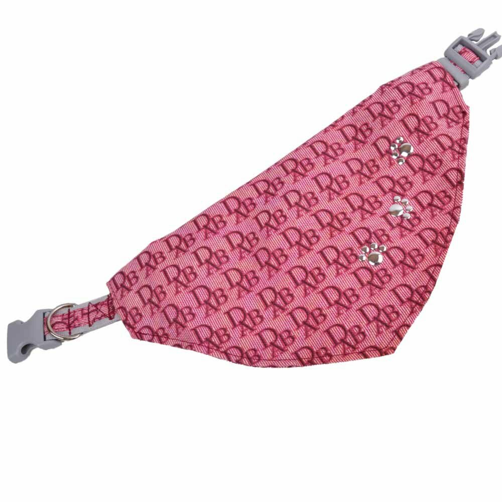 Pañuelo triangular para perros rosa con patitas - collar para perros medianos.