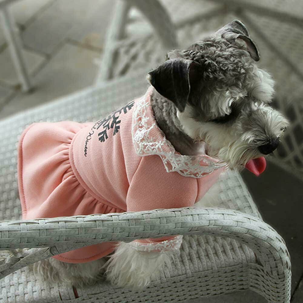 Vestido de forro polar para perros "Beautiful Winter", rosa