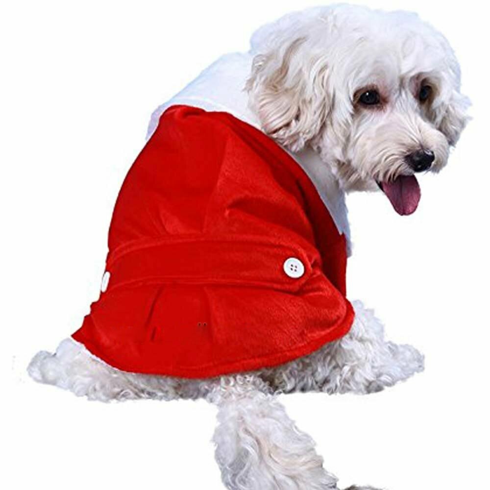 Abrigo para perros navideño de suave forro polar, rojo y blanco - DoggyDolly ST015