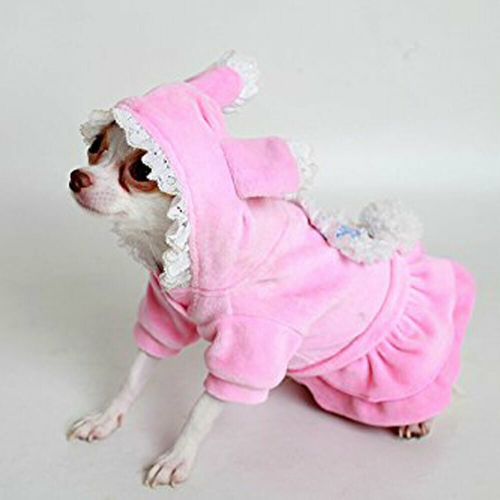 Vestido para perros de tejido nicki "Conejo rosa" de DoggyDolly