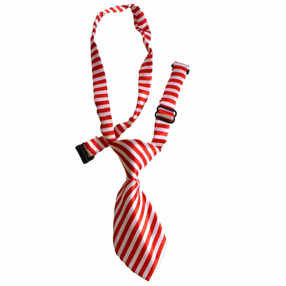 Corbata para perros hecha a mano con rayas finas blancas y rojas de GogiPet