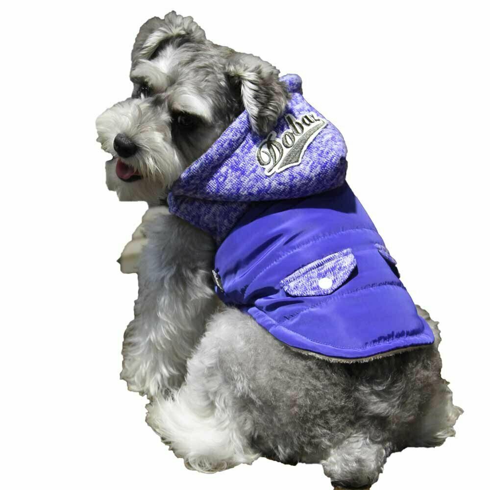 Chaleco cálido para perros "Bello" GogiPet, azul con capucha de alta calidad
