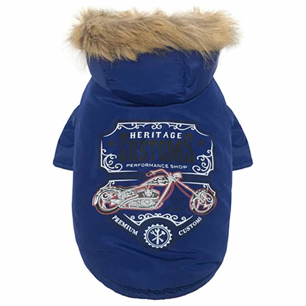Chaqueta cálida para perros "Harley" de GogiPet, azul con capucha