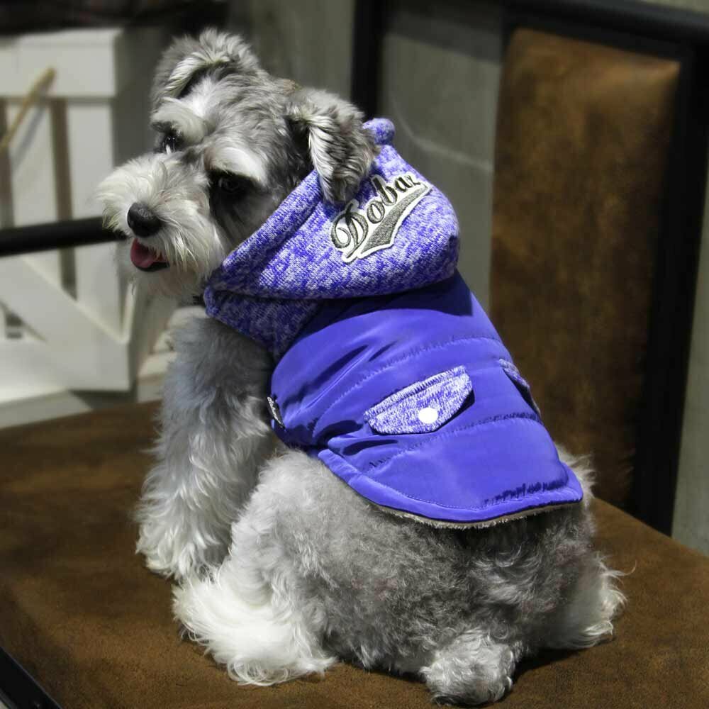 Chaleco cálido para perros "Bello" GogiPet, azul con capucha