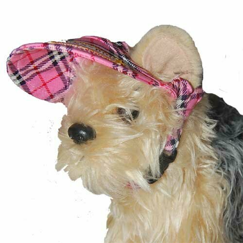 Gorra para perro - Gorra con visera para perros rosa talla S - Diseño cuadros escoceses.