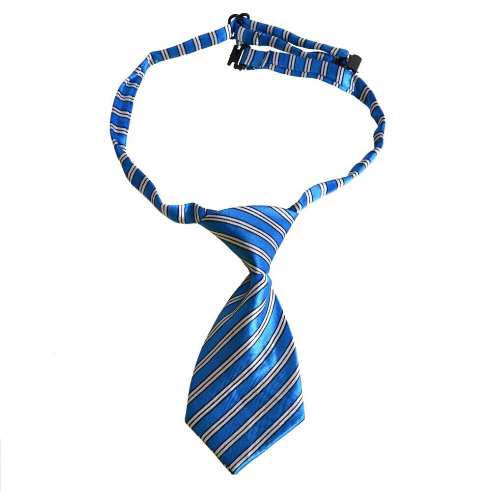 Corbata para perros hecha a mano con rayas azules y blancas de GogiPet