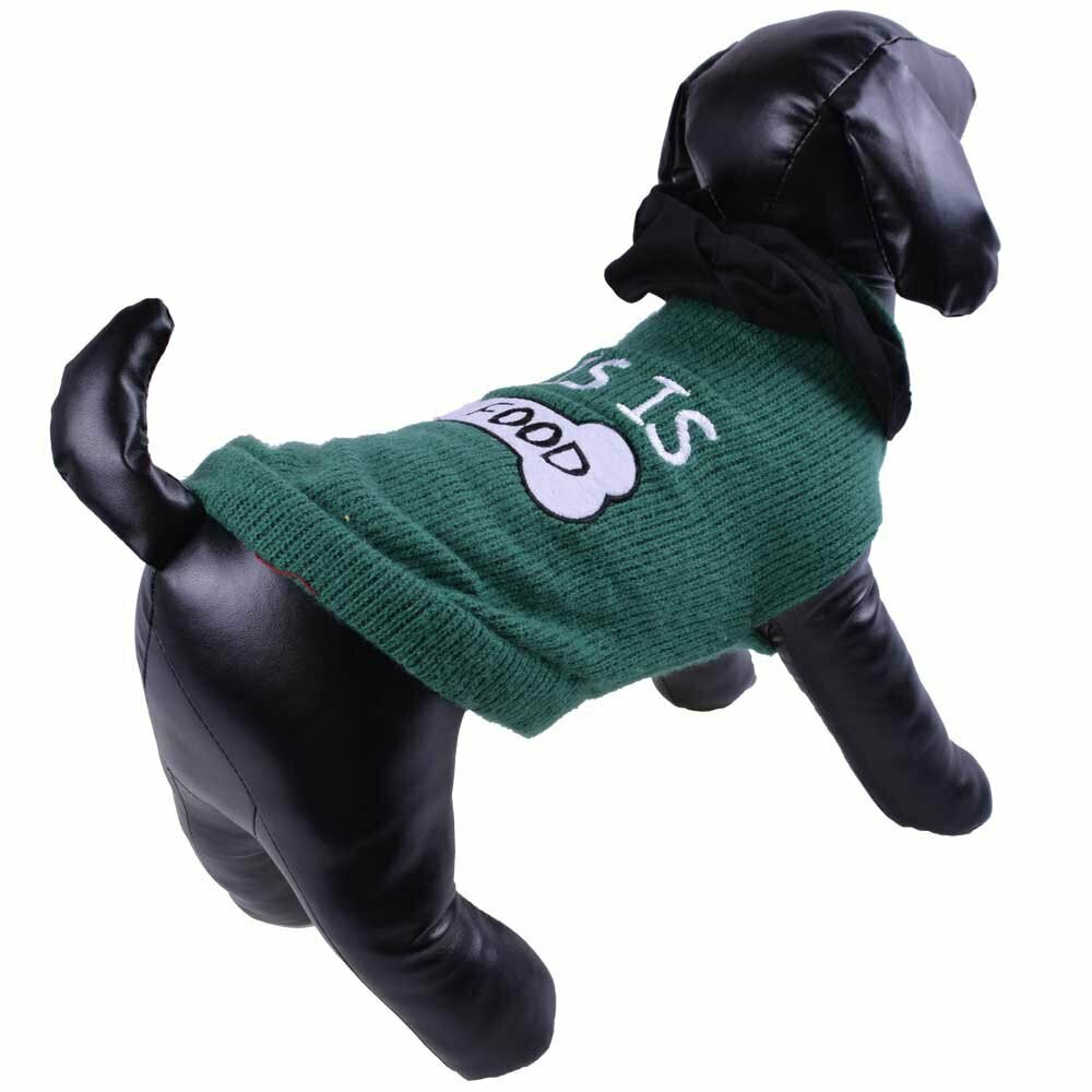 Suéter de punto sin mangas para perros GogiPet con capucha, verde
