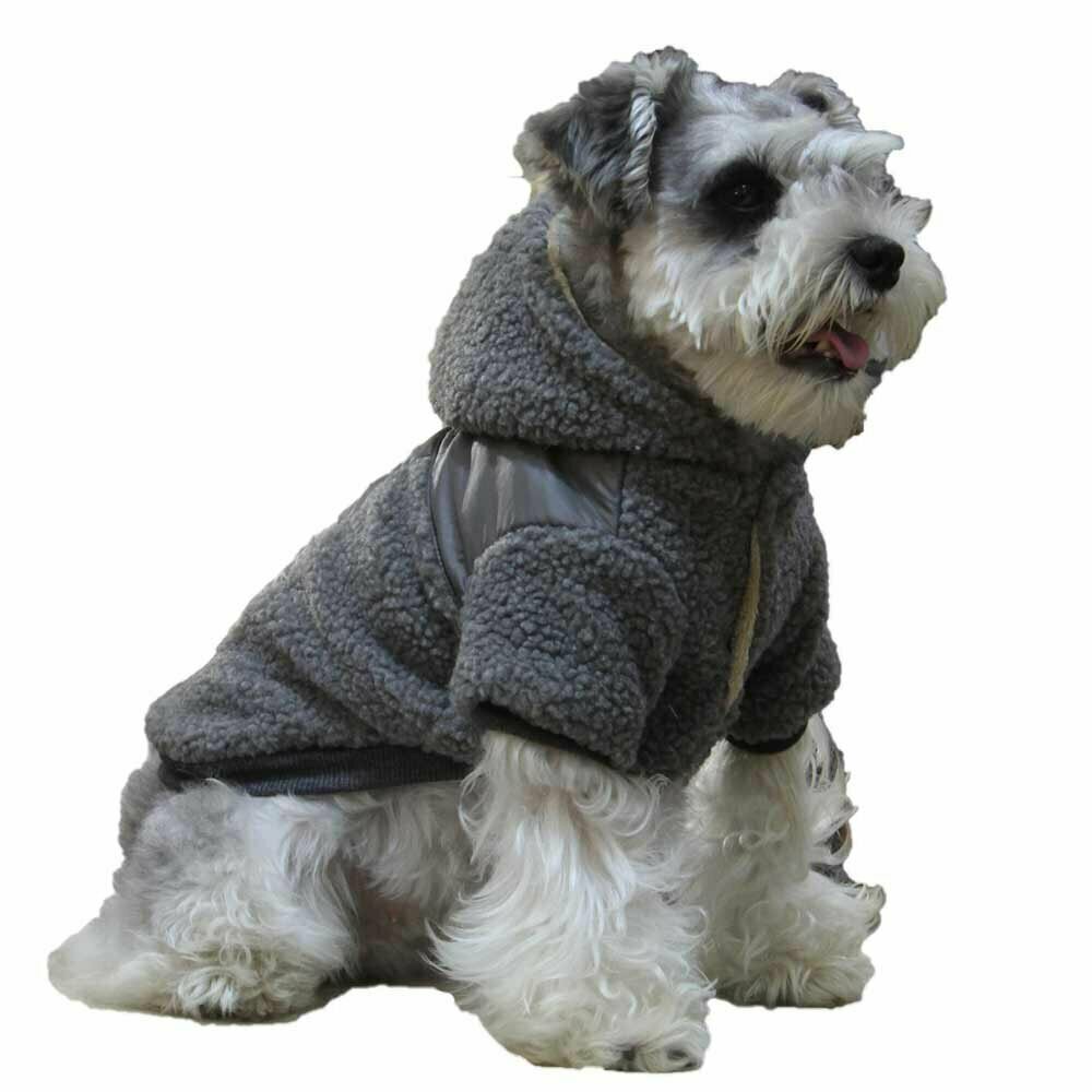 Chaqueta cálida para perros con capucha de GogiPet, gris oscuro