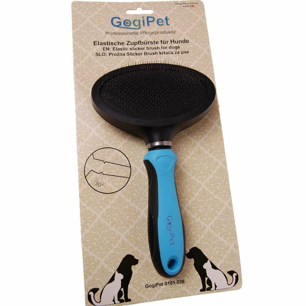 Cepillo para perros GogiPet de aprox 19,5 x 11,5 x 3,7 cm.