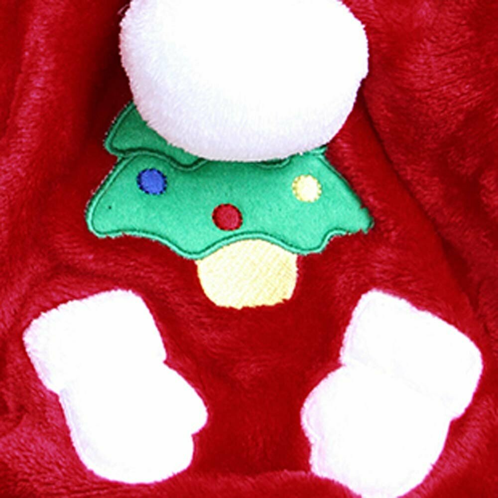 Mono navideño de algodón para perros de GogiPet, rojo con arból de navidad